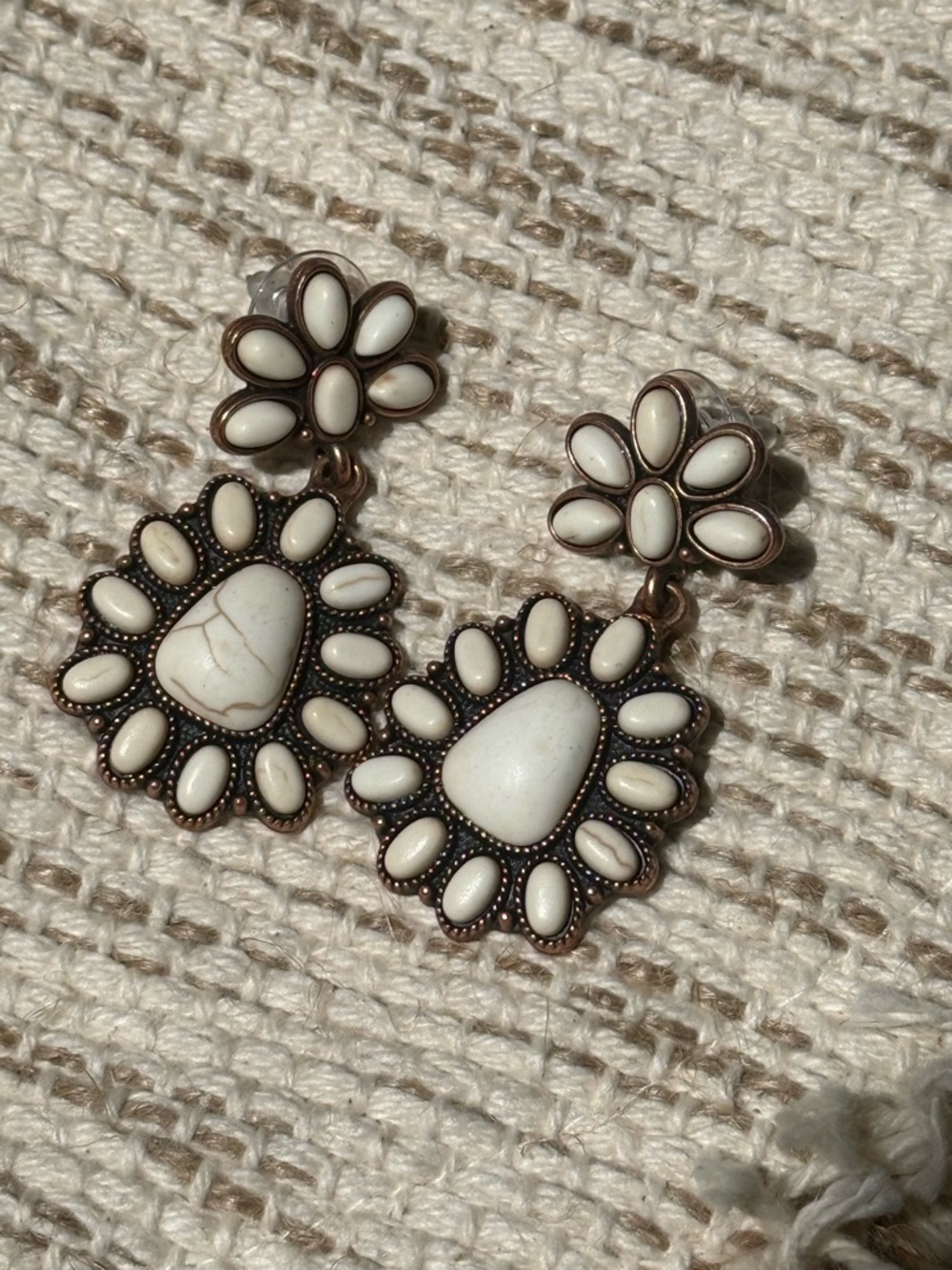 White Floral Drop Earrings